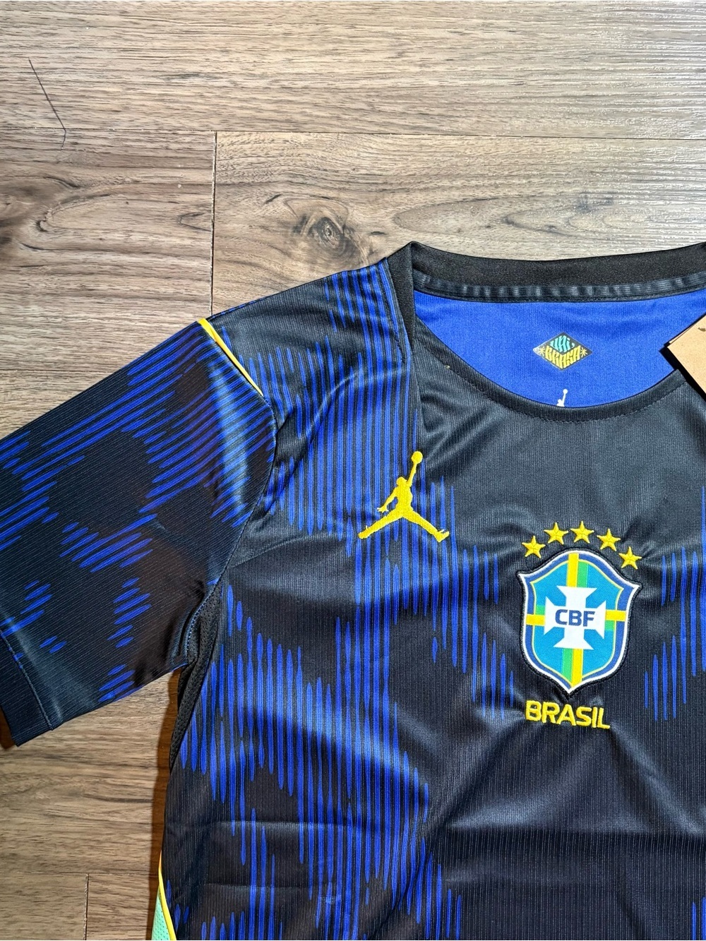Jordan Brazil National Team Jersey in Black, Royal Blue & Yellow - Picture 3 of 6